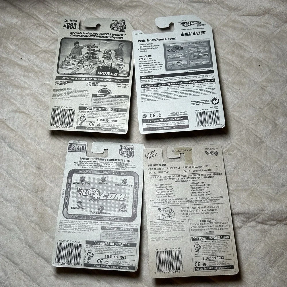 Hot Wheels Set Of 4 Cars 1:64 Diecast‎ NIB bike Plane